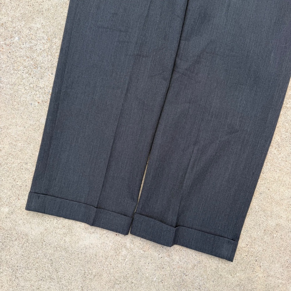 Brooks Brothers Dress Pants Mens 36 Charcoal Grey Pleated Cuffed Wool Trousers - Picture 15 of 16